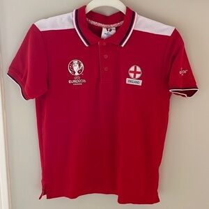 USFA Euro 2016 France England Football Soccer Red Polo Shirt Collar 11-12Y